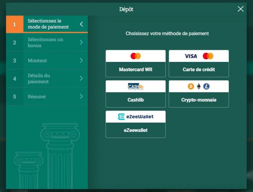 Quels sont les méthodes de paiements sécurisées en ligne sur Cresus casino?